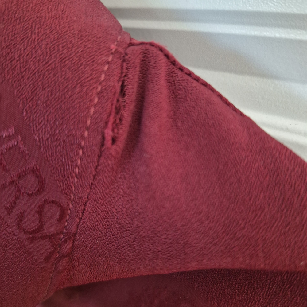 Versace Vintage Burgundy Wine Tonal Jacquard Logo Repeating Button Down M. - Picture 8 of 16